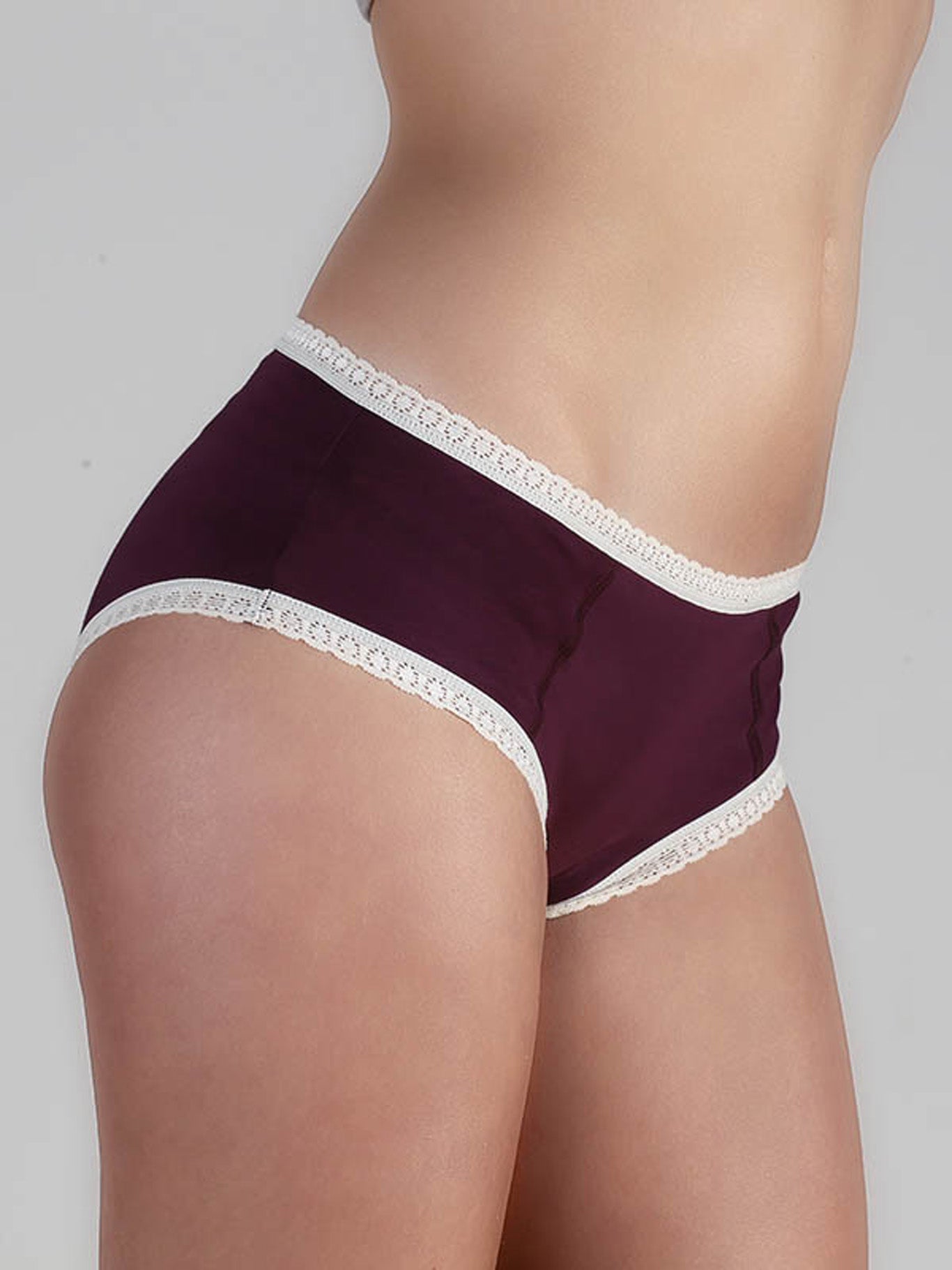 1131-04 | Damen Hipster mit Spitze - Aubergine