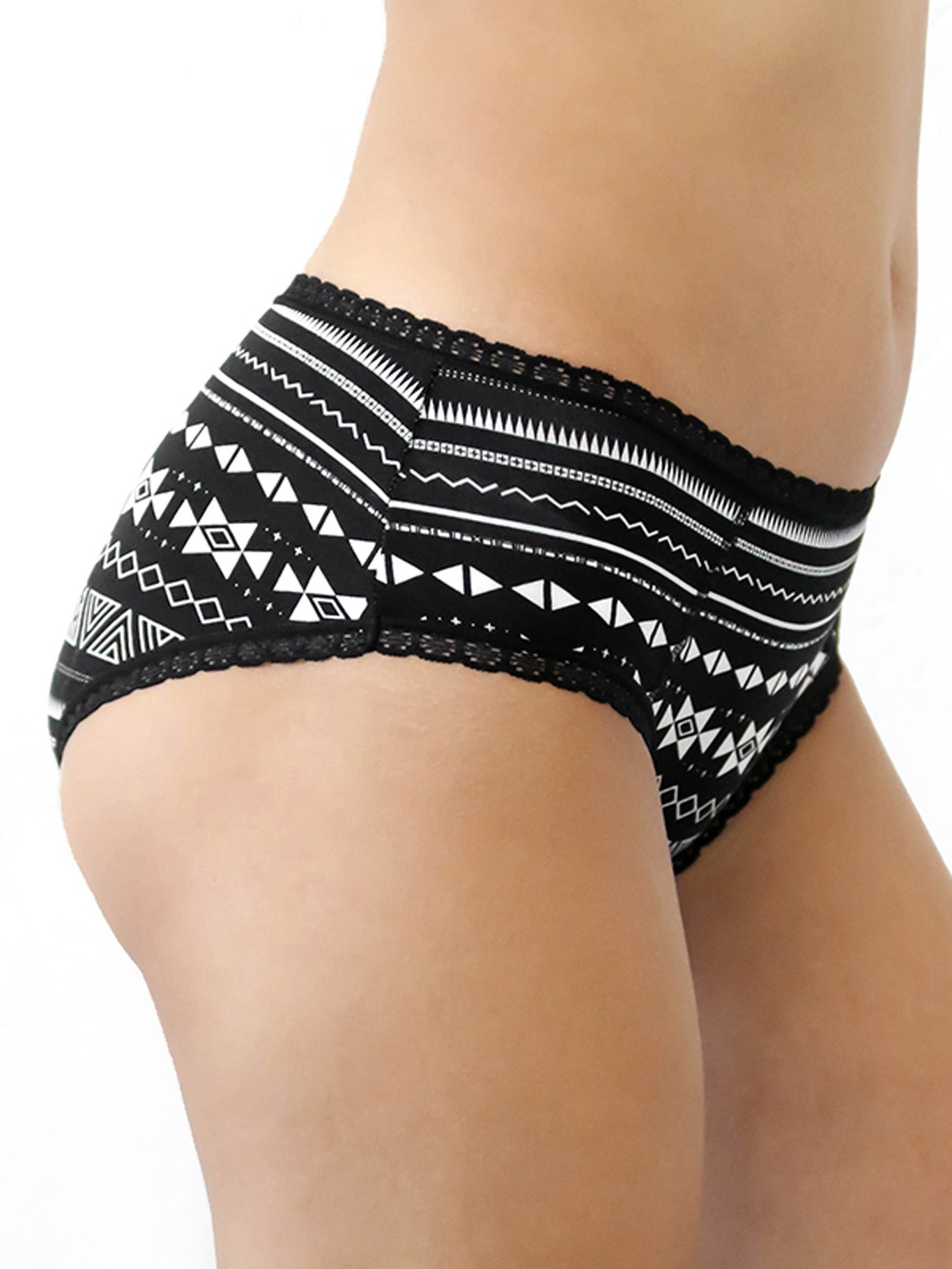 1131-13 | Damen Hipster mit Spitze - Schwarz-Weiss