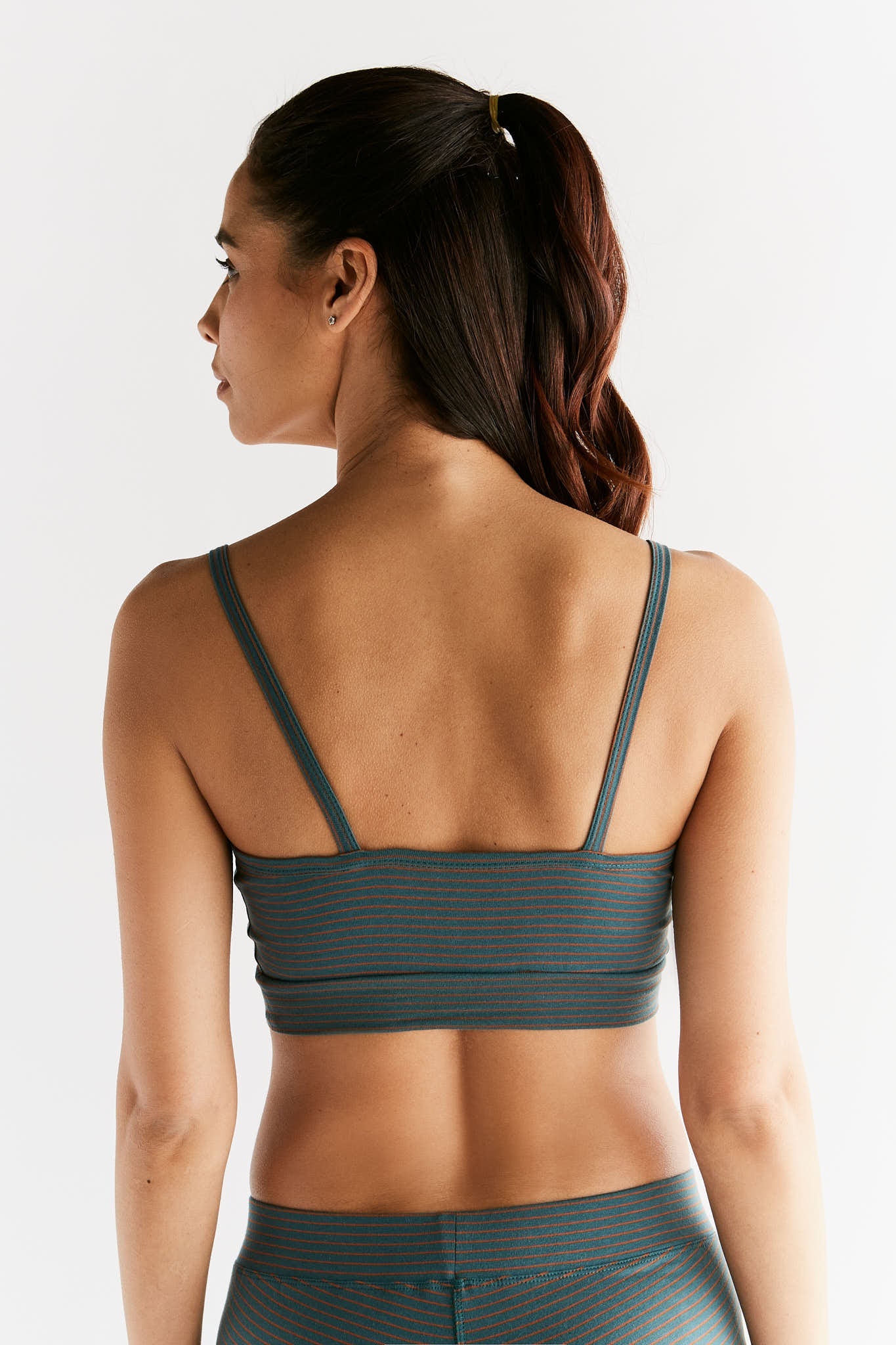 1511-064 | Damen Bustier - tanne mit micronadelstreifen in tabasco