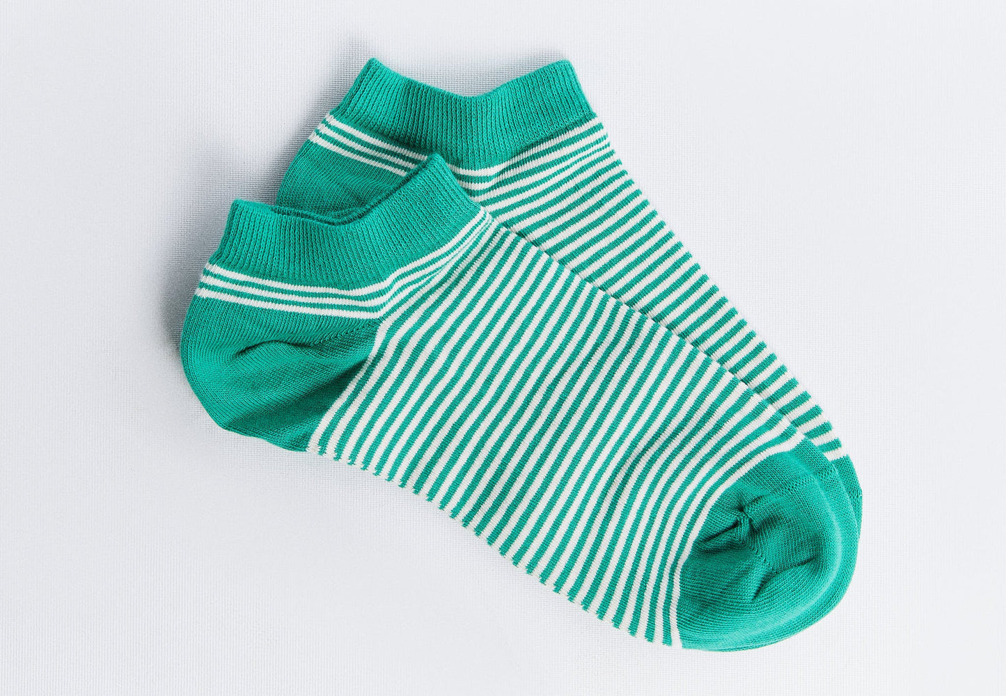 9320 | Unisex Söckchen - Grün/Natur Gestreift (6er Pack)