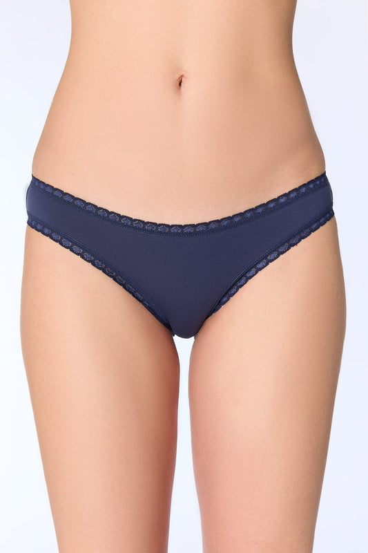 1111-027 | Damenslip mit Spitze - Dunkelblau