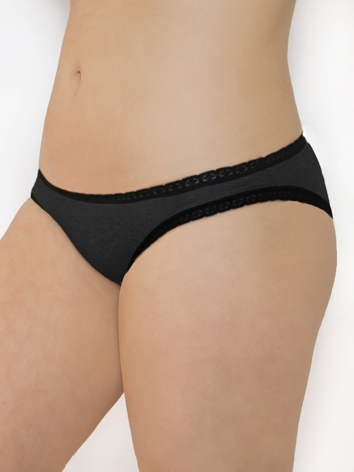 1111-07 | Women's briefs with lace - Anthracite-Melange