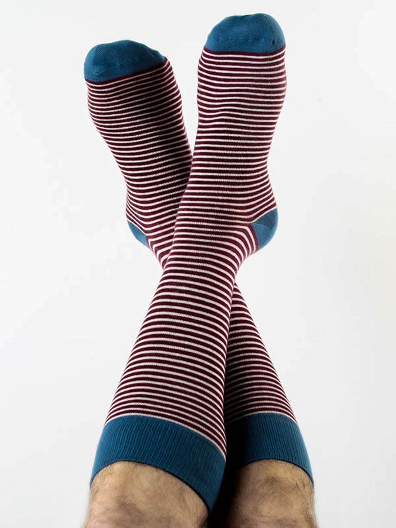 2307 | Stockings,striped - Bordeaux/Natural