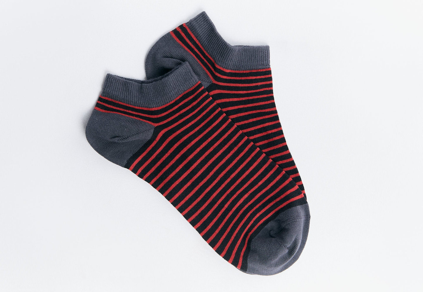 9322 | Unisex Socks - Cherry Red/Black Striped (6 Pack)
